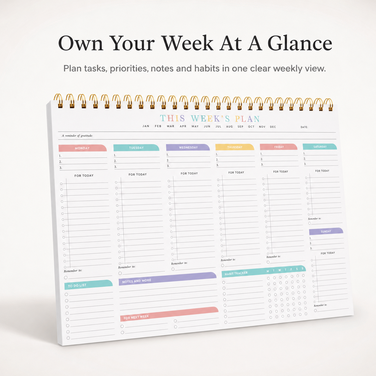 ClearWeek Weekly Planner (52 Weekly Pages)