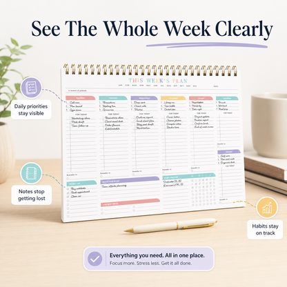 ClearWeek Weekly Planner (52 Weekly Pages)