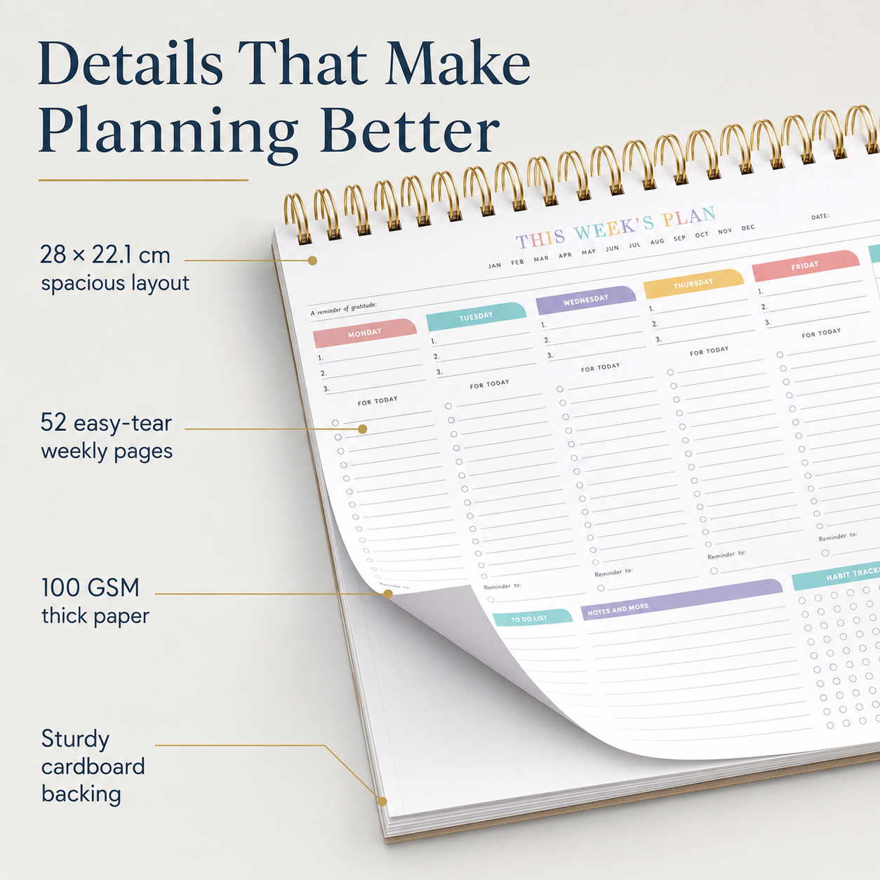 ClearWeek Weekly Planner (52 Weekly Pages)