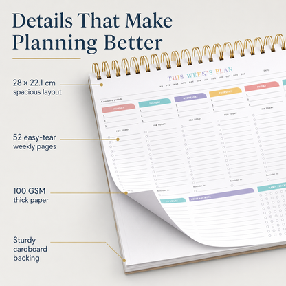 ClearWeek Weekly Planner (52 Weekly Pages)