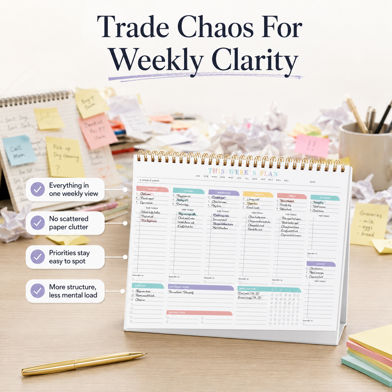 ClearWeek Weekly Planner (52 Weekly Pages)
