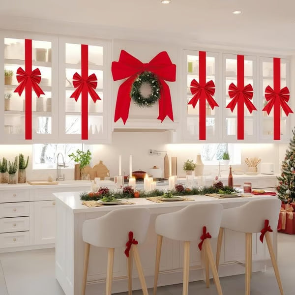 Christmas Cabinet Bow Set